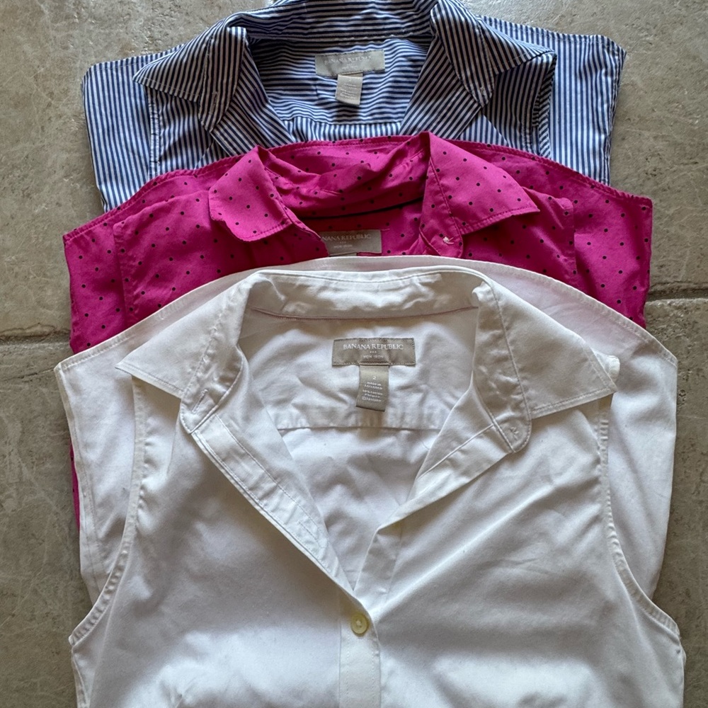 EUC: Sz 2 Banana Republic Sleeveless, Collared Shirts for Women - set of three